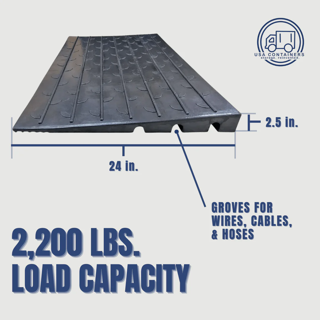 2.5" Rubber Threshold Ramp with 3 Channels Cord Cover - Image 2