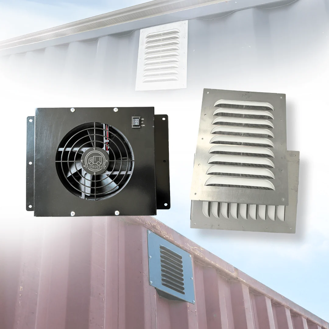 Shipping Container Ventilation Kit: Louvered Intake Vents + Powered Exhaust Fan - Image 3
